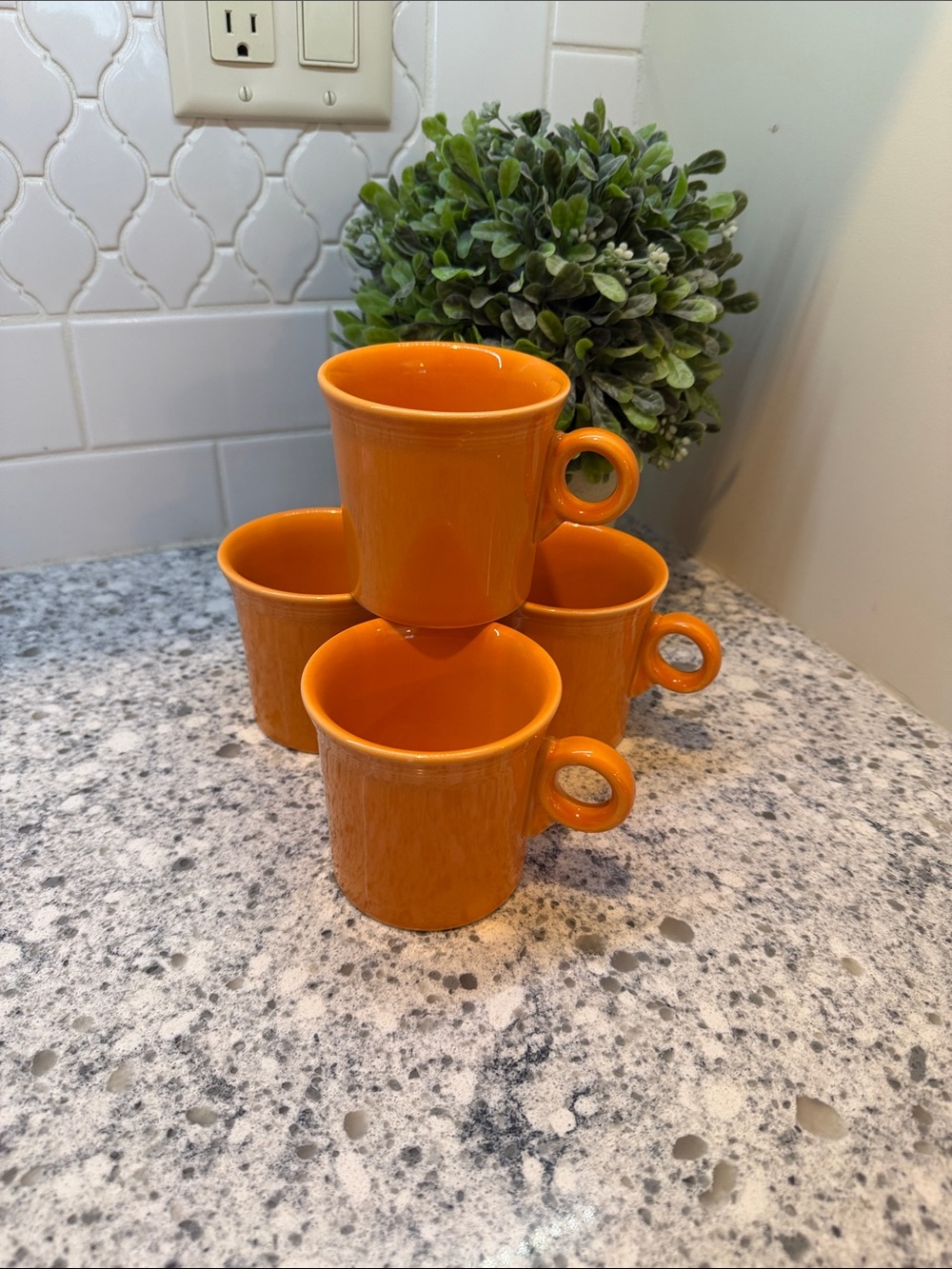 FiestaWare O Ring Handle Orange Coffee Cup Mug Homer Laughlin HLC Made in USA 4